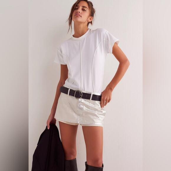 Free People We The Free Gallivanting Metallic Peekaboo Skort Size 29 - Picture 3 of 15